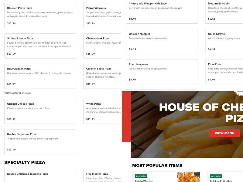 House of Cheesesteaks Menu