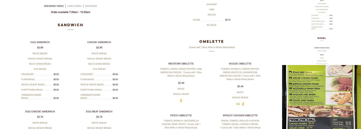 Sprout Cafe Menu