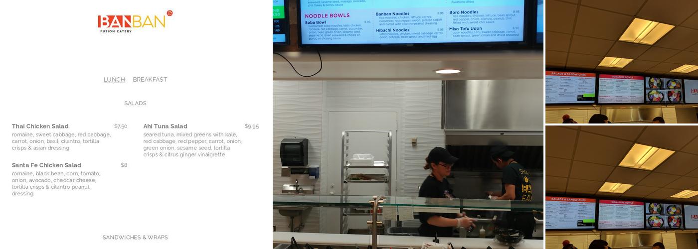 Banban Fusion Eatery Menu