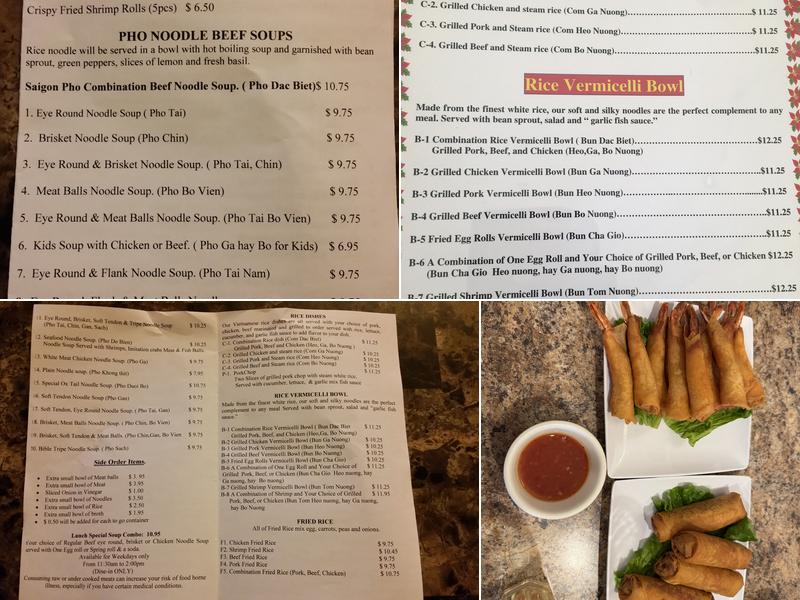 PHO NUCUOI SAIGON Menu