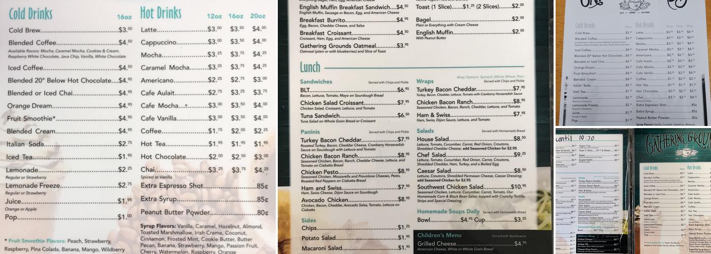 Gathering Grounds Menu