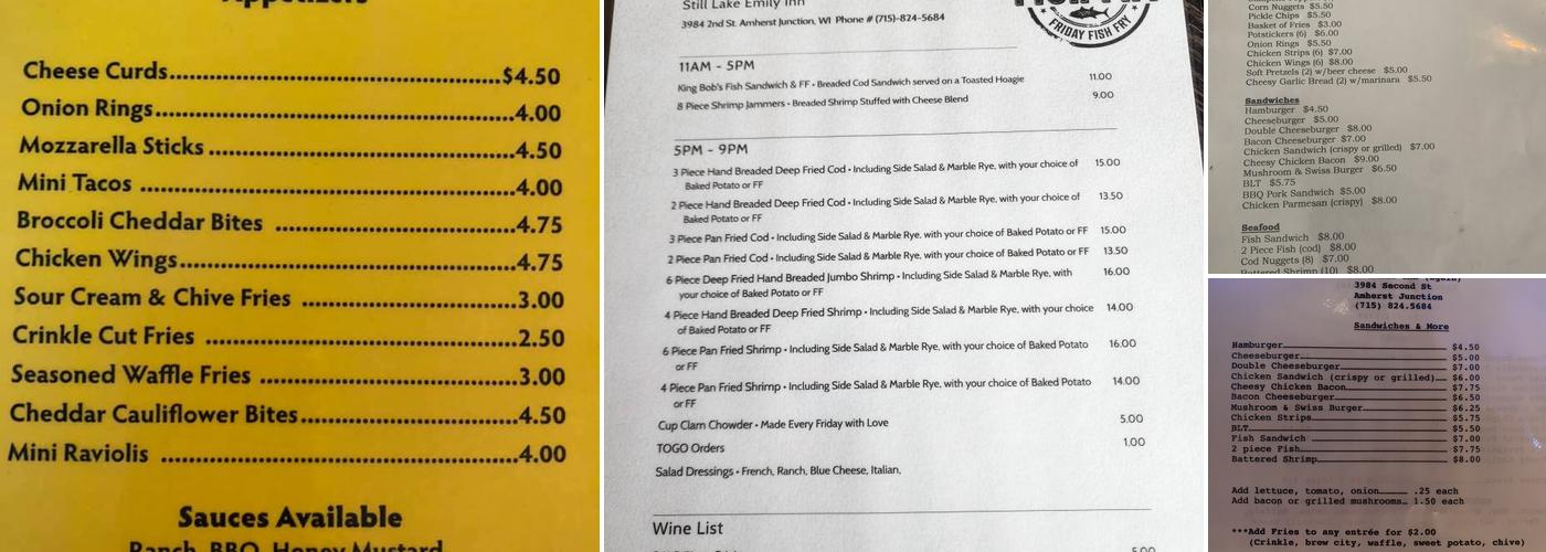 Still Lake Emily Inn Menu