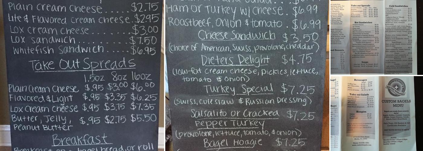 Custom Bagels Menu