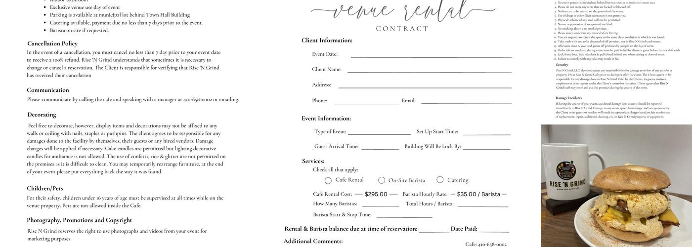 Rise 'N Grind Cafe Menu