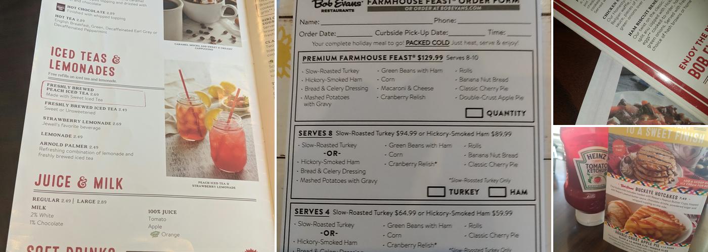 Bob Evans Menu