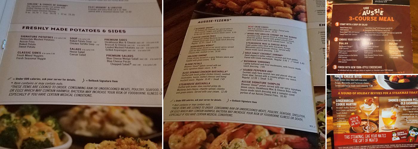 Outback Steakhouse Menu