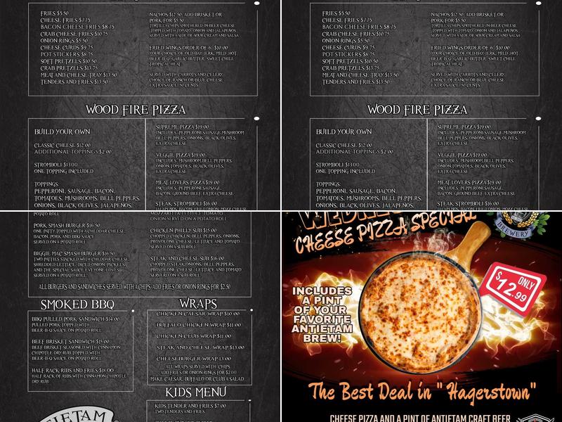 Antietam Brewery Menu