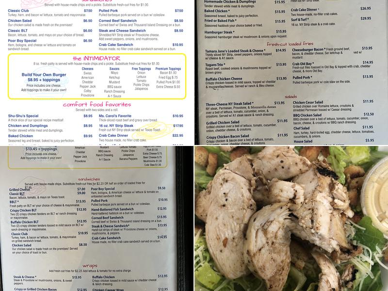 Tjs Pit Stop Menu