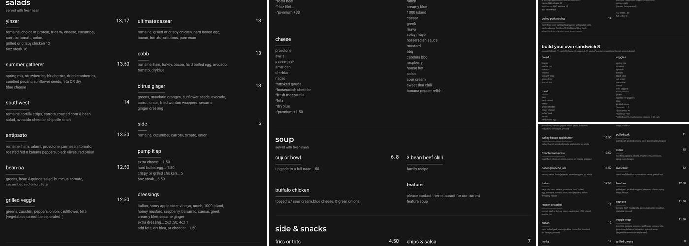 Kickstand Kitchen, LLC Menu