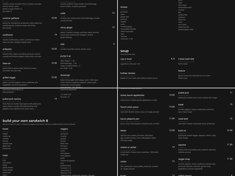 Kickstand Kitchen, LLC Menu