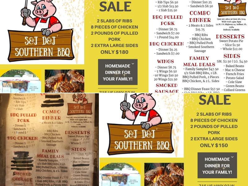 S&J D&J Southern BBQ Menu