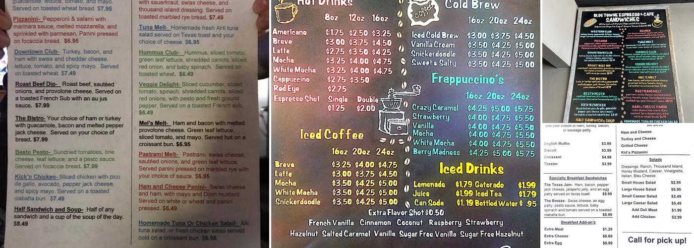 Olde Towne Espresso & Cafe Menu