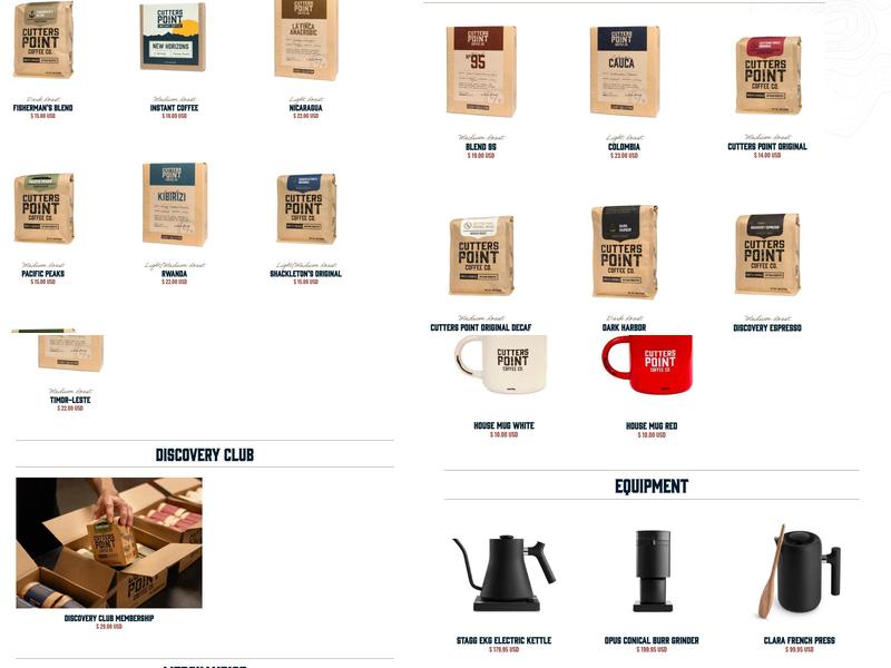 Cutters Point Coffee Menu