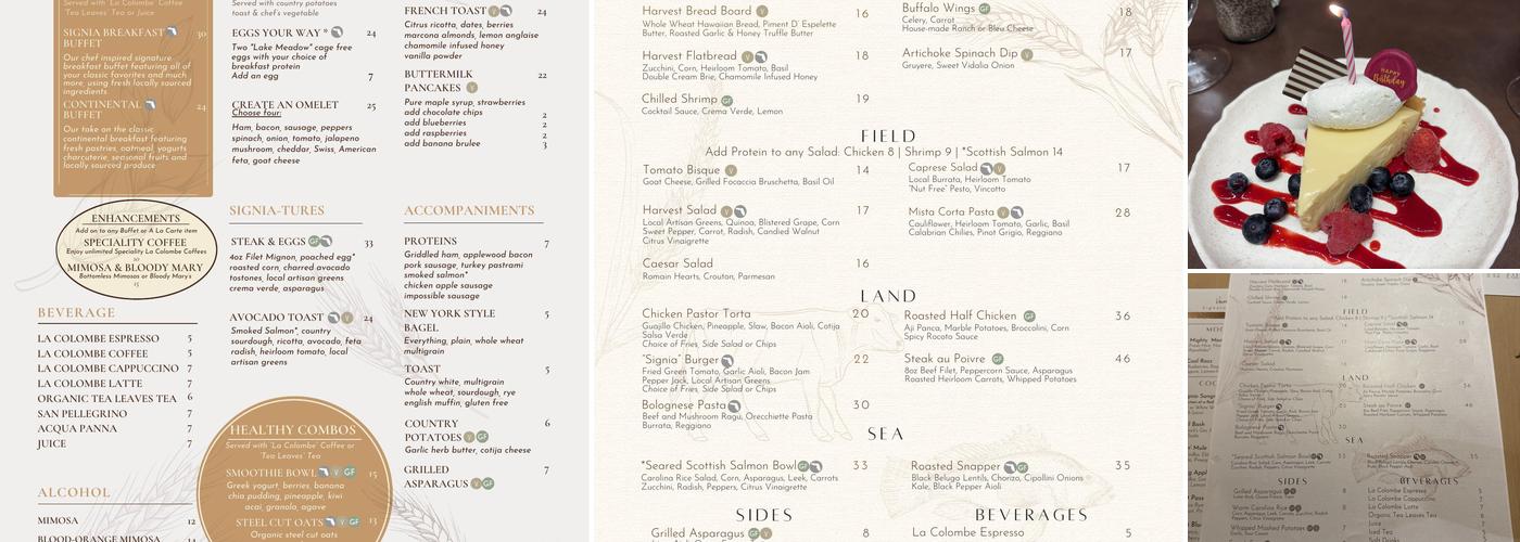 Harvest Bistro Menu