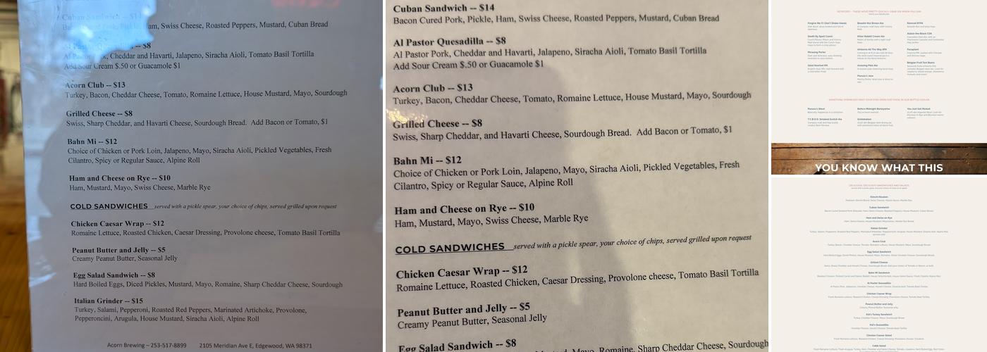 ACORN Brewing Menu