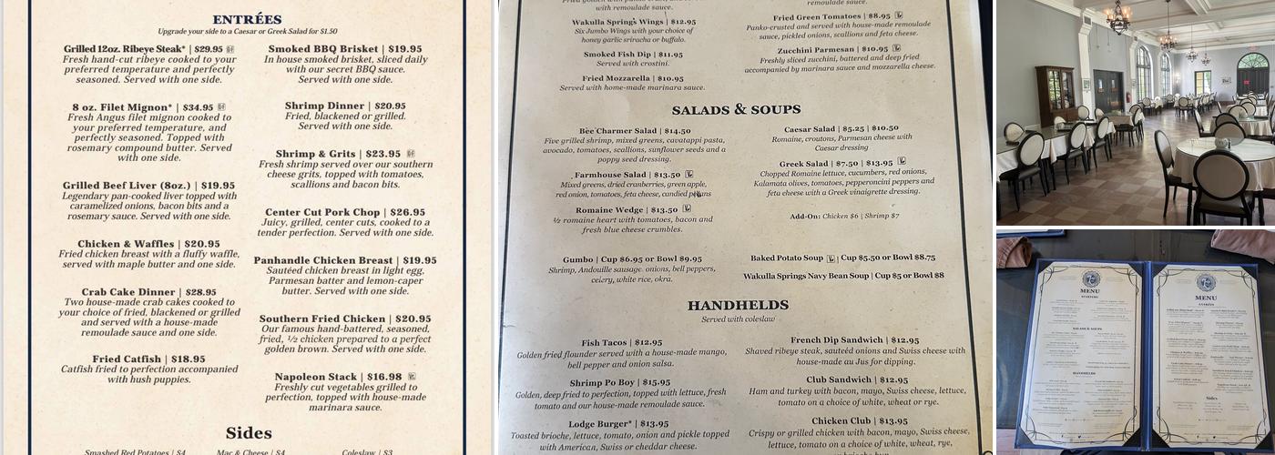 The Edward Ball Dining Room at Wakulla Springs Menu