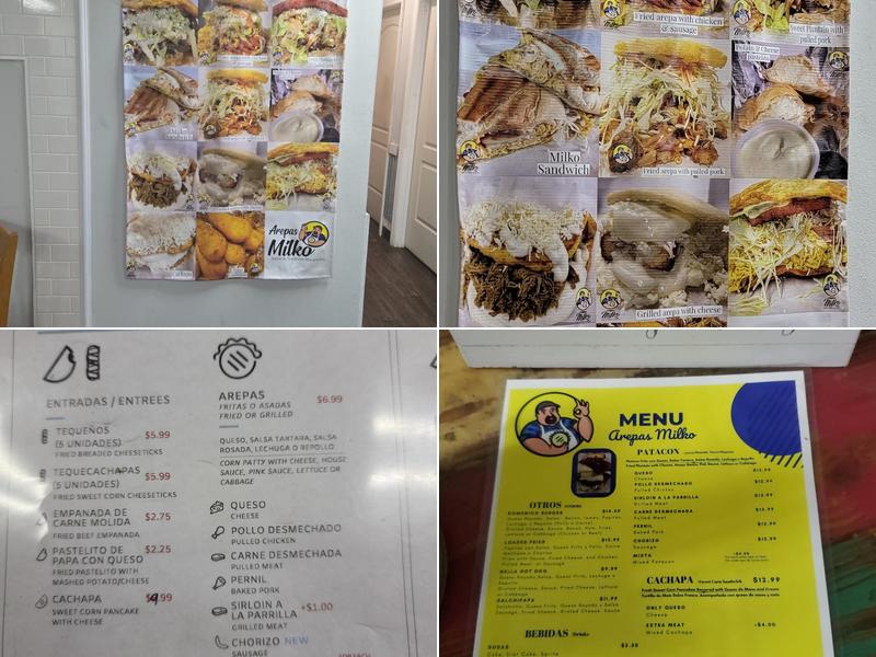 Arepas Milko Menu