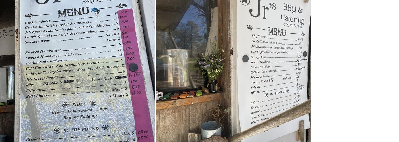 Jr's BBQ & Catering Menu