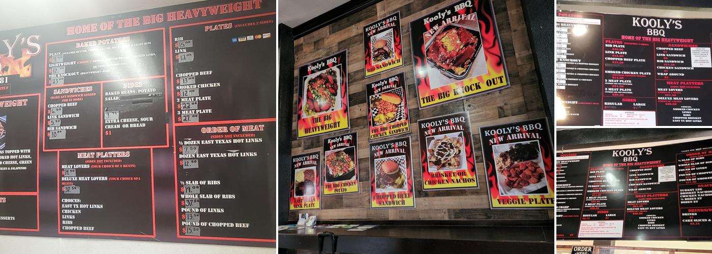 Kooly’s BBQ Menu