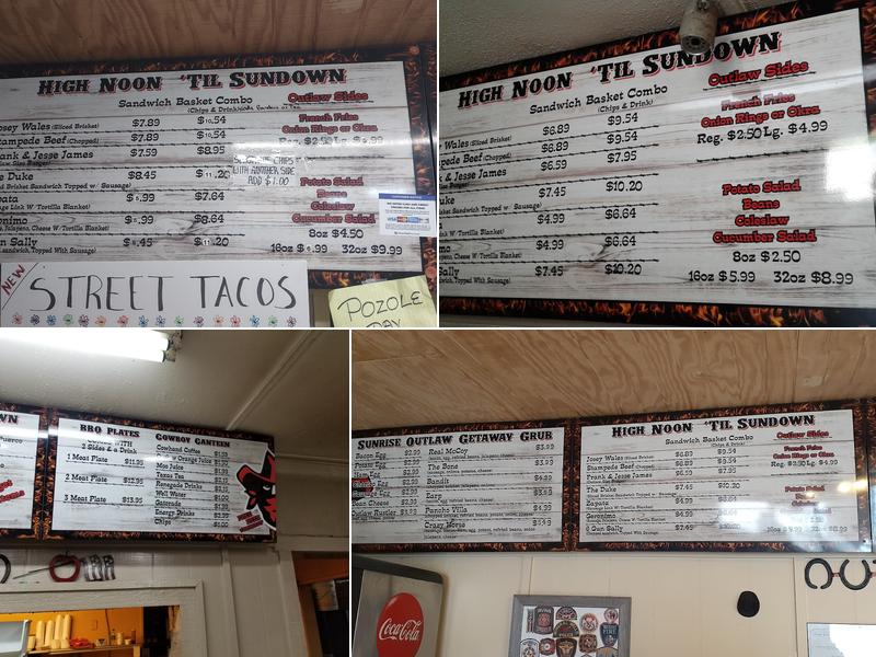 Outlaw BBQ Menu
