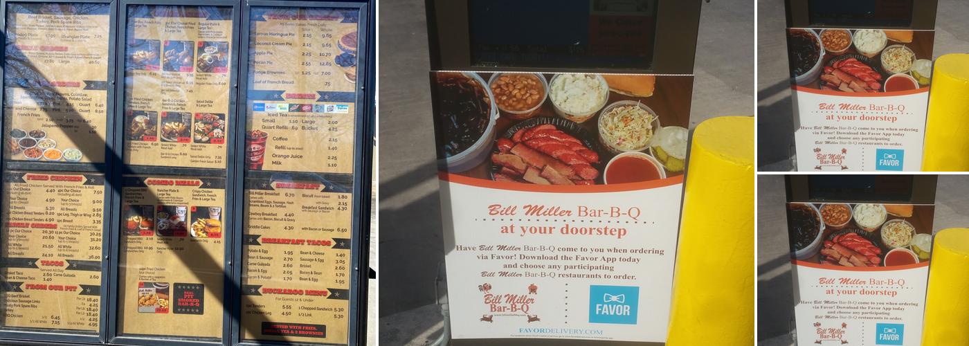 Bill Miller BBQ Menu
