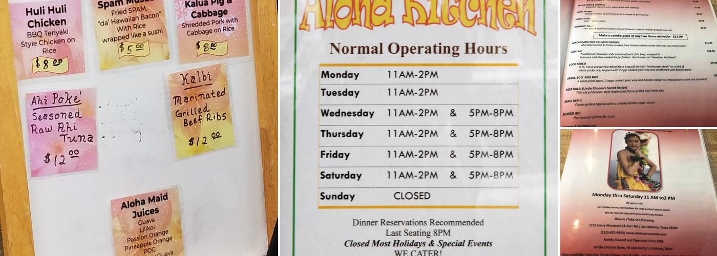 Aloha Kitchen Menu