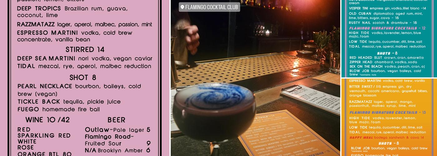 Flamingo Cocktail Club Menu