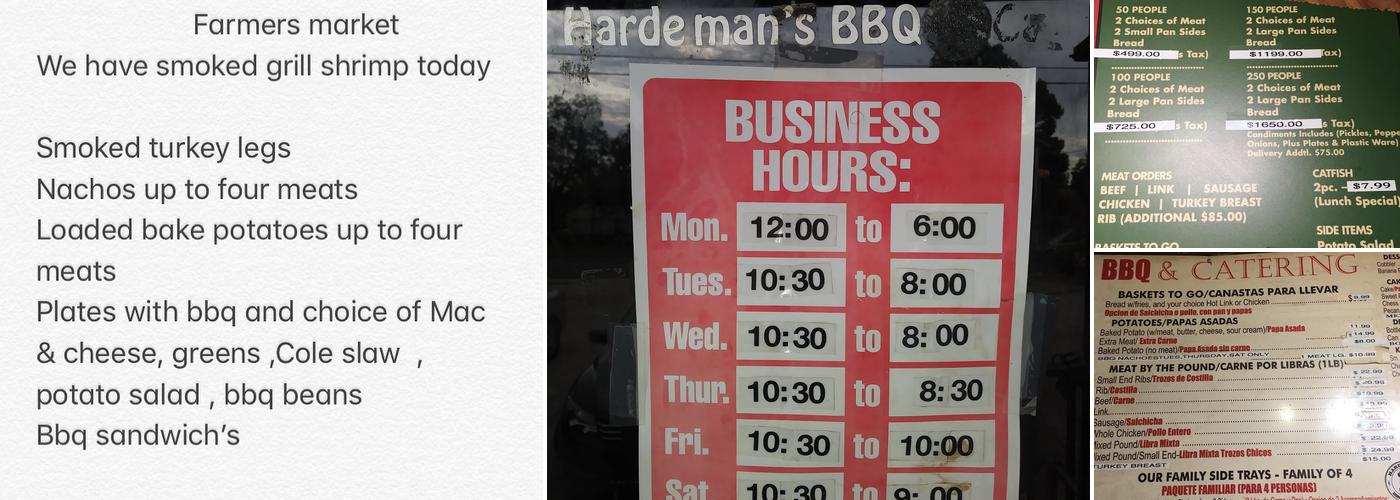 Hardeman's BBQ & Catering Menu