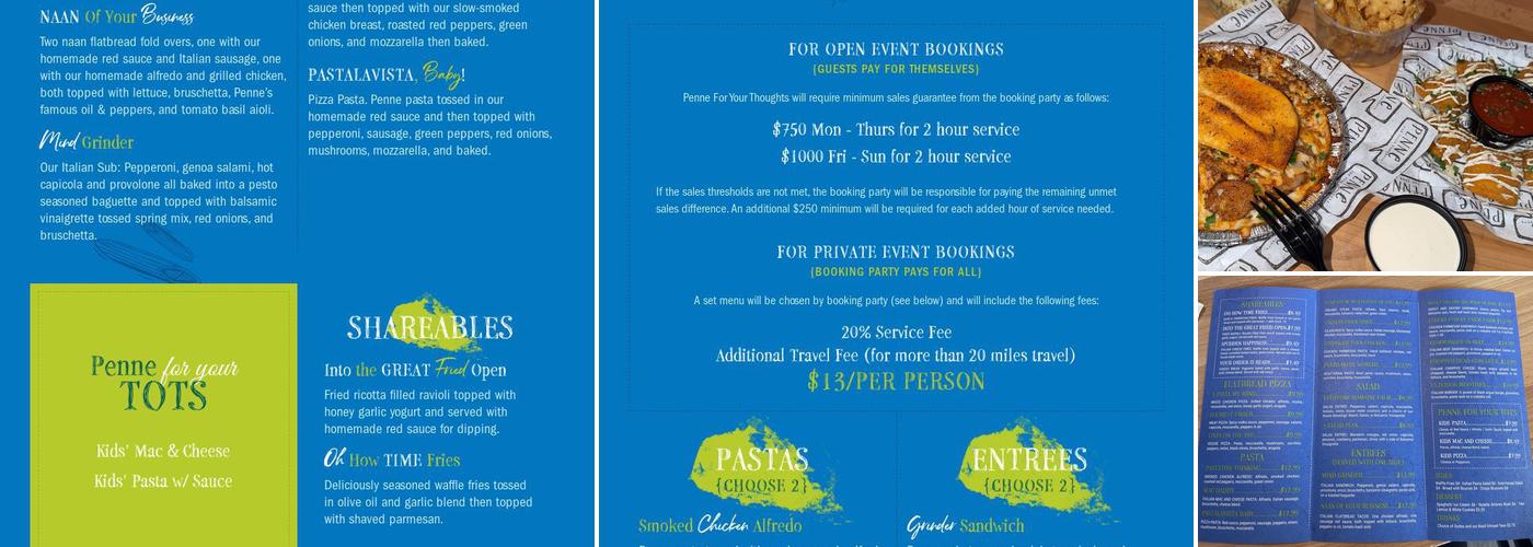 Penne For Your Thoughts Menu