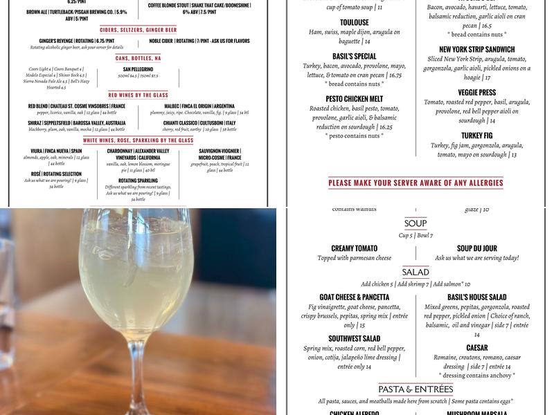 Basil's Menu