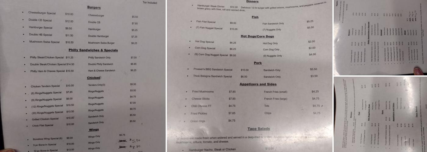 Yanks Menu