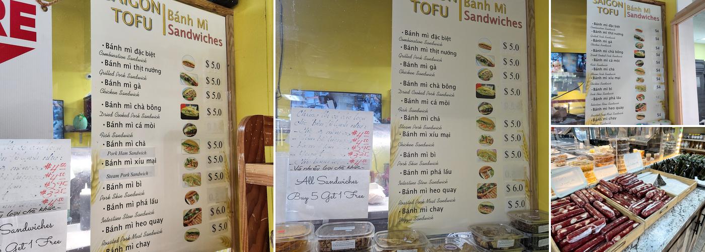 SAIGON TOFU Menu