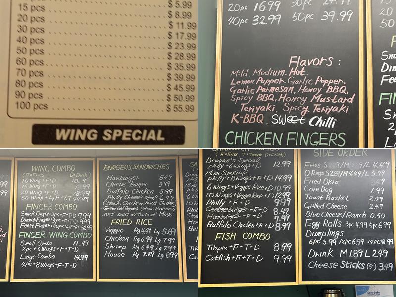 Dixie Wings 431 Menu