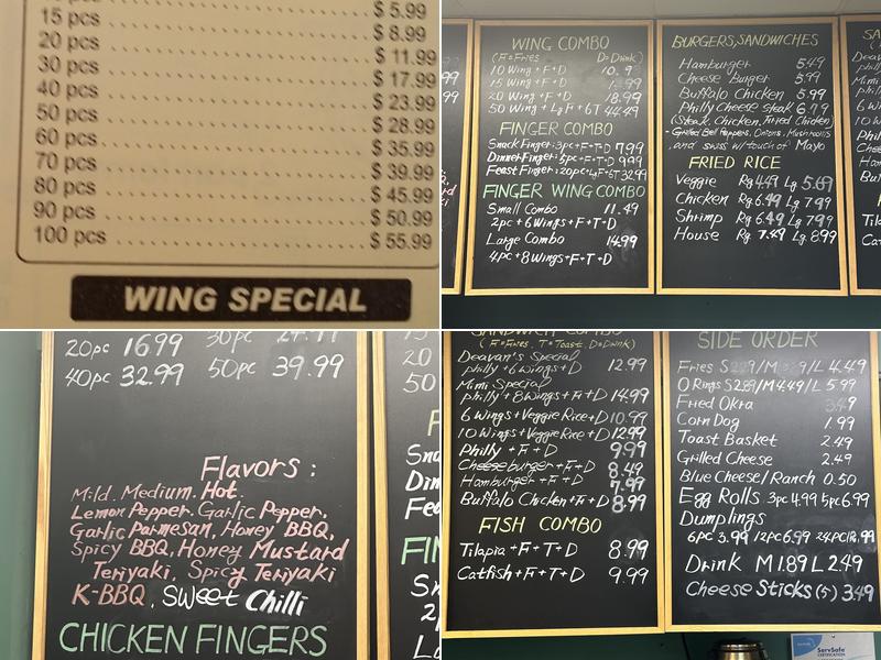 Dixie Wings 431 Menu