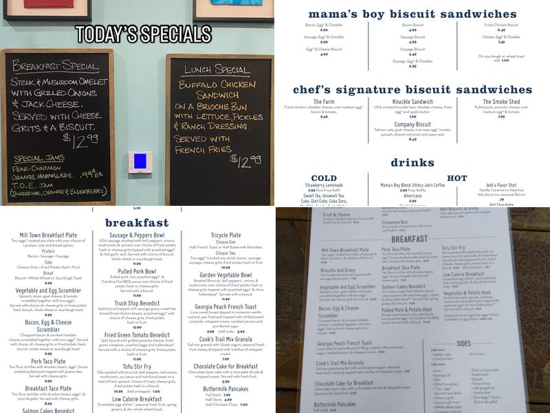 Mama's Boy at The Falls of Oconee Menu