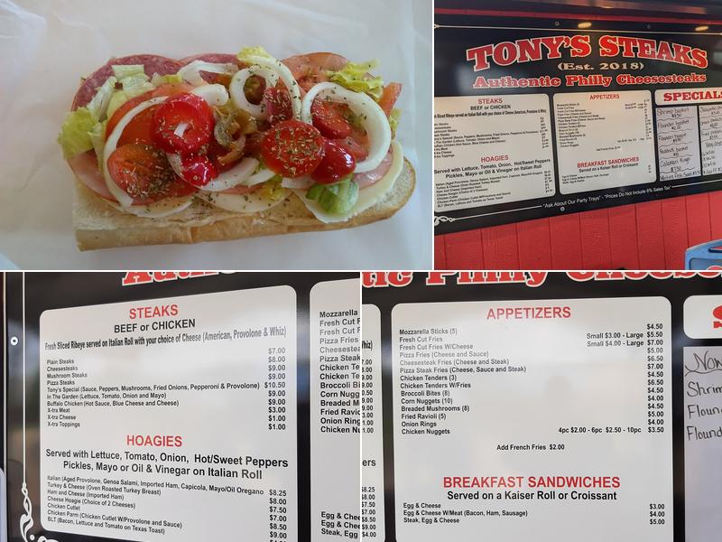 Tony's steaks Menu