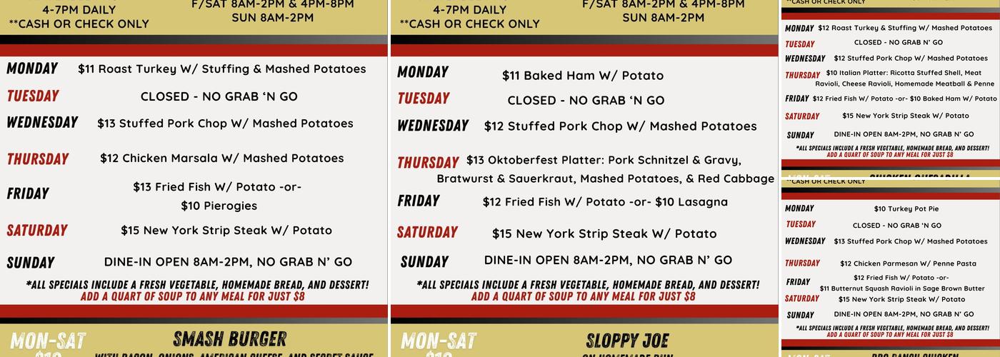 The Lamplighter Restaurant Menu
