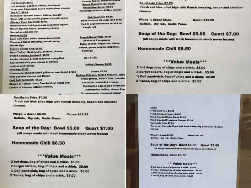 Fritzy's Bistro Menu