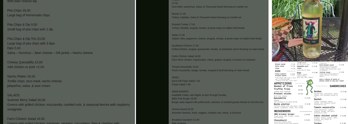 Greendance The Winery at Sand Hill Menu