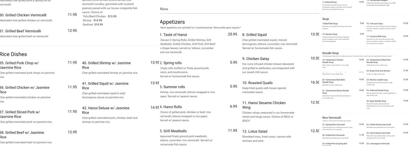 Bravo Pho Menu