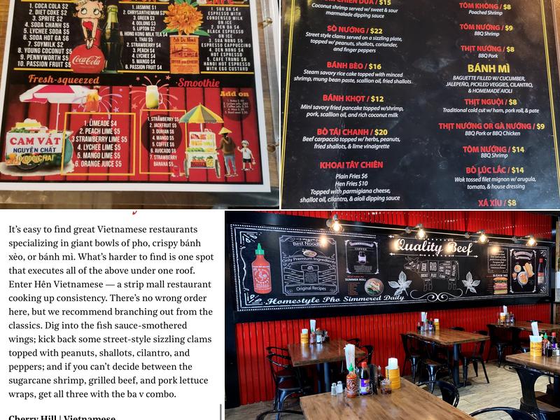 Hên Vietnamese Restaurant Menu