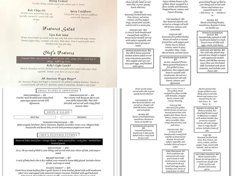 Hotel Saxonburg Menu