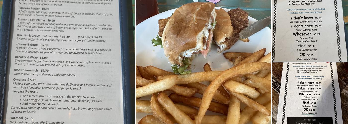 Grumpy's Diner on Main, LLC Menu