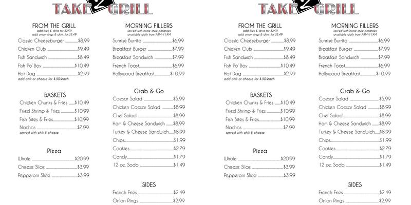 Take 2 Grill Menu