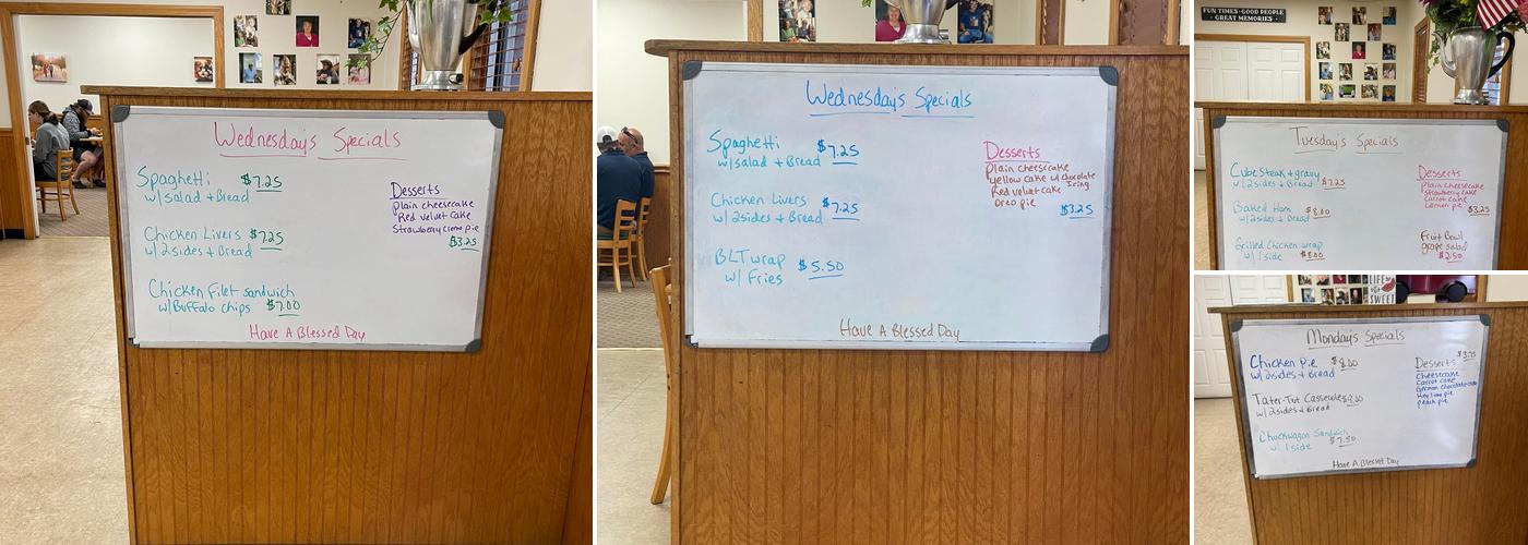 Central Cafe Menu