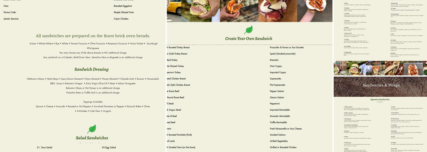 Milano Market Menu