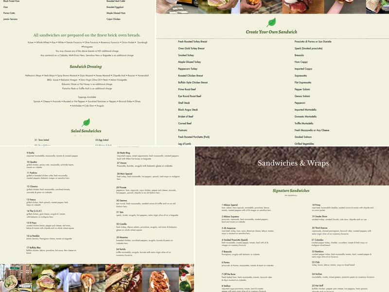 Milano Market Menu