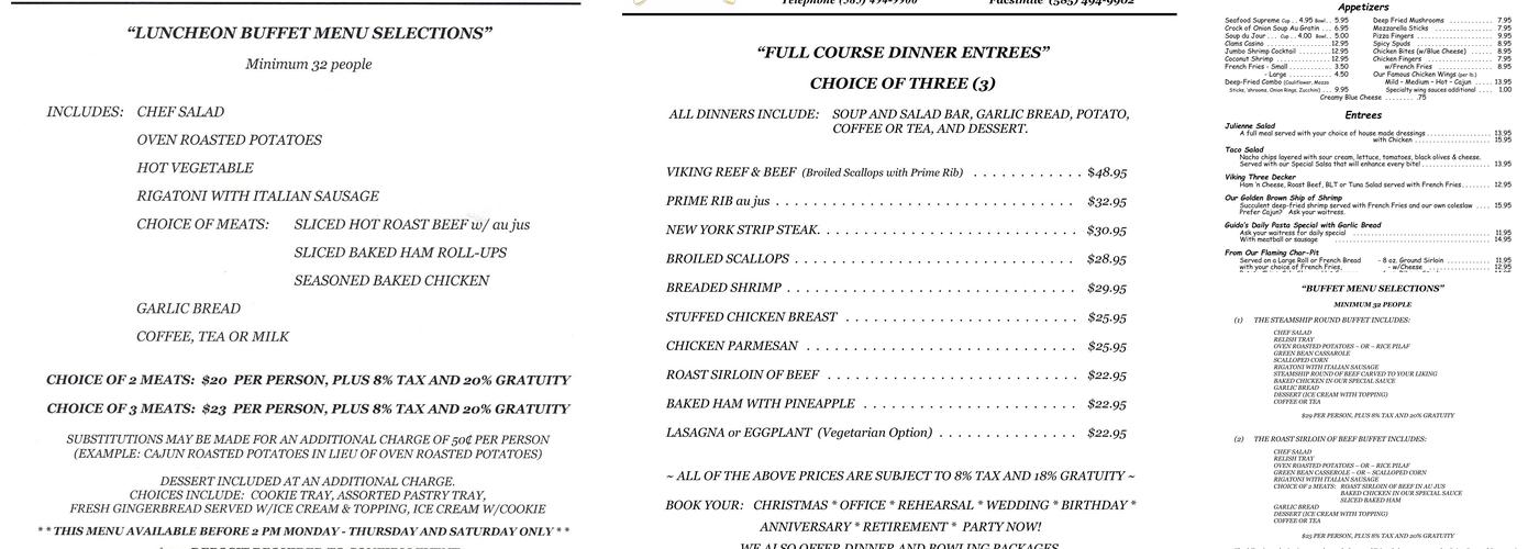 Rose Garden Bowl & Volley Ball Menu