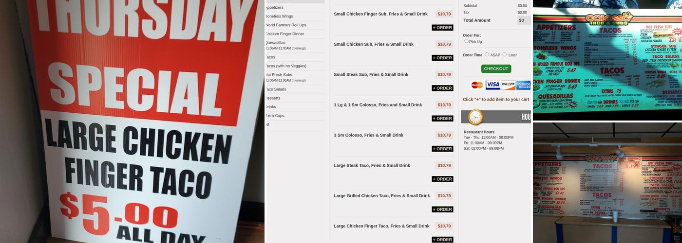 Colosso Taco & Subs Menu