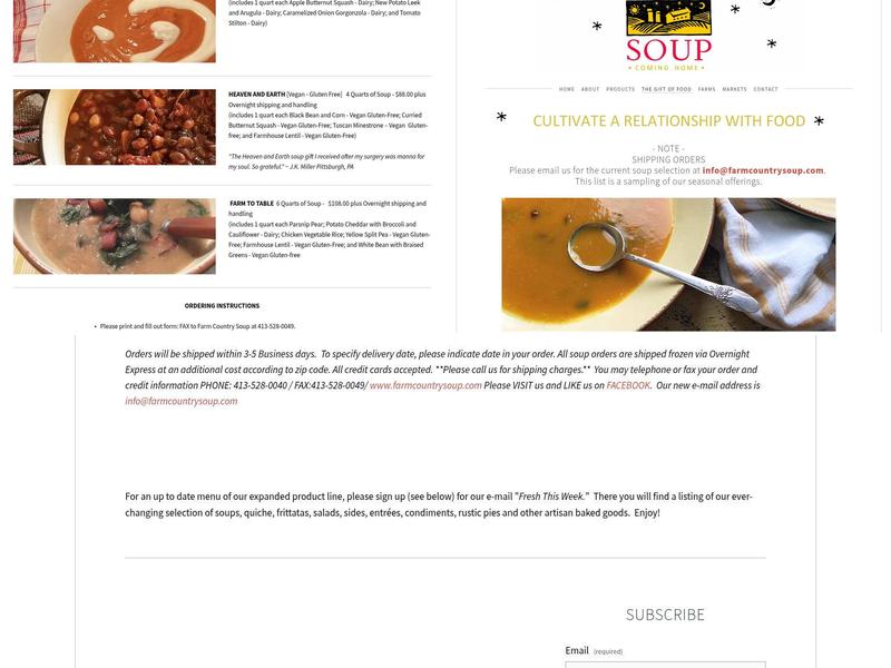 FARM COUNTRY SOUP Menu